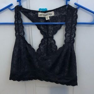 2 new lace bralettes, gray & coral